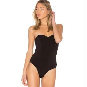 NBD Revolve Patricia Bodysuit Womens Small Black Sweetheart Halter Top Neutral